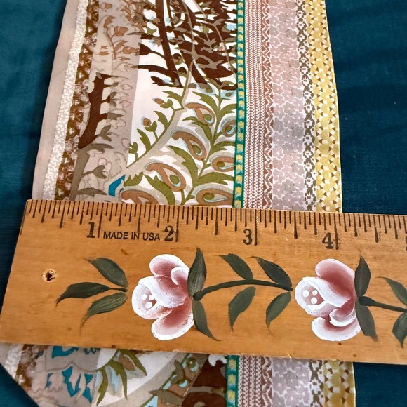 Talbots Silk Skinny Scarf Neckerchief Floral Paisley Patchwork Print 100% Silk - Picture 5 of 8